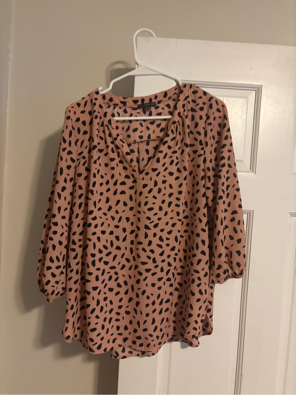 Stitch fix Pink Black Printed V-Neck Blouse